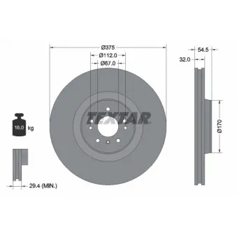 Jeu de 2 disques de frein avant TEXTAR OEM A1644211512