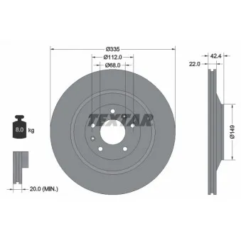 Jeu de 2 disques de frein arrière TEXTAR OEM 3D0615601E