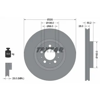 Jeu de 2 disques de frein avant TEXTAR OEM 9475266