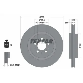 Jeu de 2 disques de frein arrière TEXTAR OEM 8672113