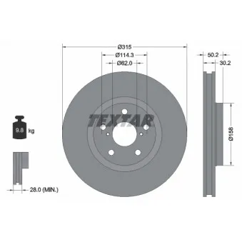 TEXTAR 92185603 - Jeu de 2 disques de frein avant