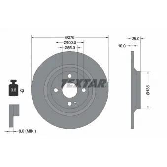 Jeu de 2 disques de frein arrière TEXTAR OEM N0YY26251B