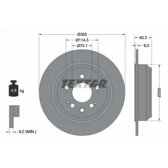 Jeu de 2 disques de frein arrière TEXTAR OEM 42510TL0G51