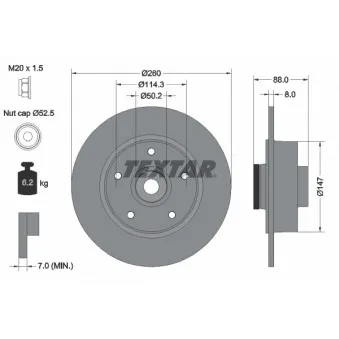 TEXTAR 92196000 - Jeu de 2 disques de frein avant