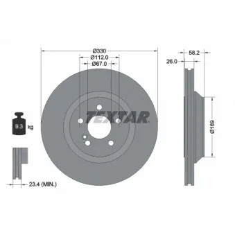 Jeu de 2 disques de frein arrière TEXTAR OEM 2304230812