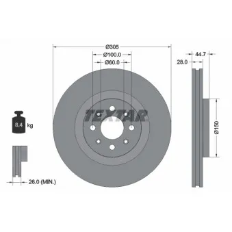 TEXTAR 92202203 - Jeu de 2 disques de frein avant