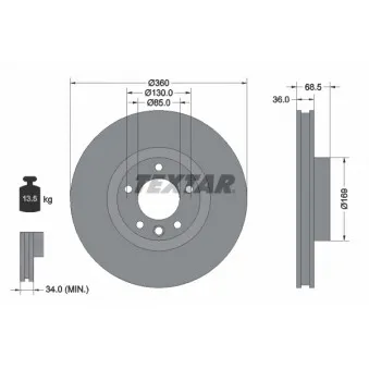 TEXTAR 92219605 - Disque de frein avant droit