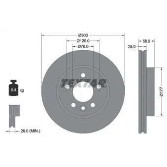 Jeu de 2 disques de frein avant TEXTAR OEM 2H0615301A