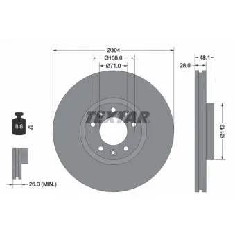 Jeu de 2 disques de frein avant TEXTAR OEM 11-15 521 0030/PD