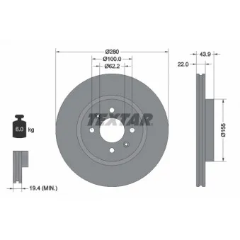 Jeu de 2 disques de frein avant TEXTAR OEM S517121W050