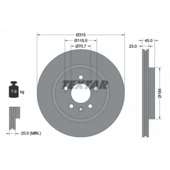 Jeu de 2 disques de frein arrière TEXTAR OEM 13586855