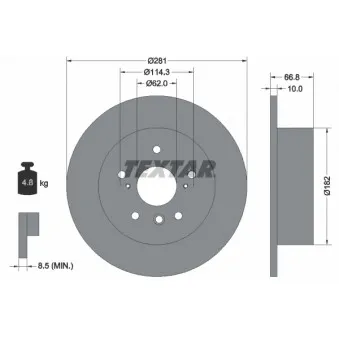Jeu de 2 disques de frein arrière TEXTAR OEM 4243106170
