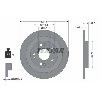 TEXTAR 92252603 - Jeu de 2 disques de frein arrière