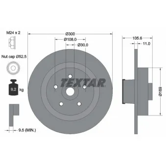 Jeu de 2 disques de frein arrière TEXTAR OEM 8200736267