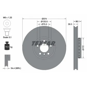 TEXTAR 92266325 - Disque de frein avant droit