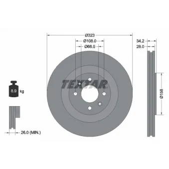 TEXTAR 92267103 - Jeu de 2 disques de frein avant