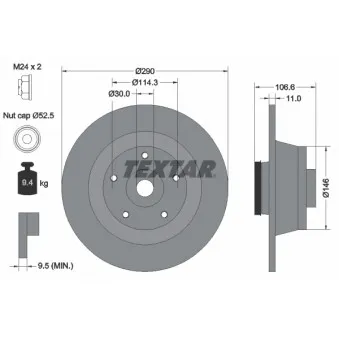 Jeu de 2 disques de frein arrière TEXTAR OEM 432020021R