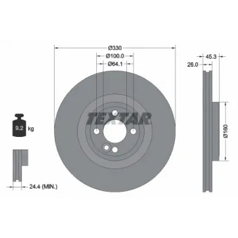 Jeu de 2 disques de frein avant TEXTAR OEM 34116858071