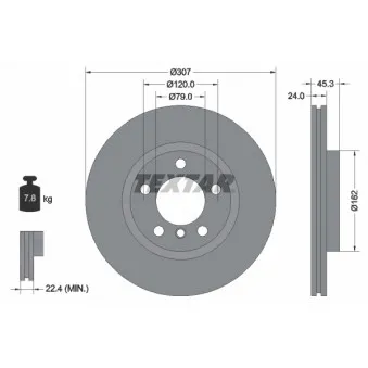 Jeu de 2 disques de frein avant TEXTAR OEM 34119804829