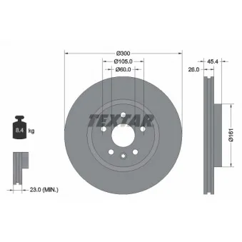 Jeu de 2 disques de frein avant TEXTAR 92277203 pour OPEL ASTRA 1.6 CDTI - 136cv