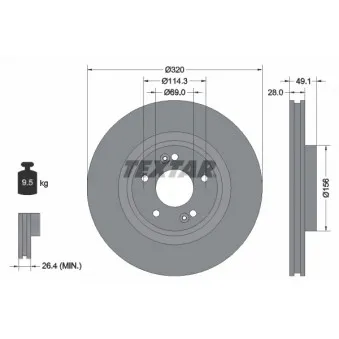 TEXTAR 92281803 - Jeu de 2 disques de frein avant