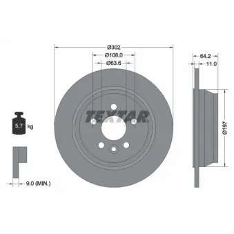 Jeu de 2 disques de frein arrière TEXTAR 92283003 pour HYUNDAI I10 2.0 Si4 4x4 - 241cv