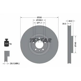 TEXTAR 92283403 - Jeu de 2 disques de frein avant