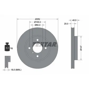 Jeu de 2 disques de frein avant TEXTAR 92292903