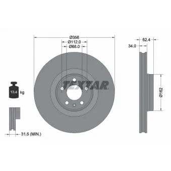 Jeu de 2 disques de frein avant TEXTAR OEM 4G0615301C