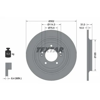 TEXTAR 92294803 - Jeu de 2 disques de frein avant