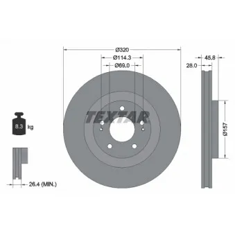 TEXTAR 92306503 - Jeu de 2 disques de frein avant