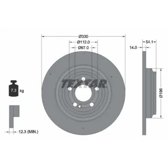 Jeu de 2 disques de frein arrière TEXTAR 92306905