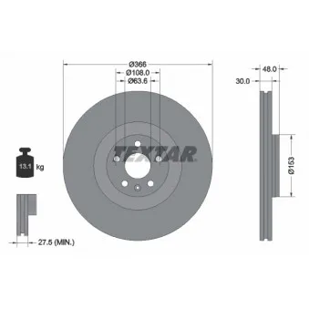 TEXTAR 92308905 - Jeu de 2 disques de frein avant