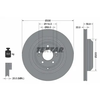 Jeu de 2 disques de frein arrière TEXTAR 92314905