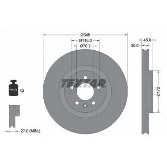 Jeu de 2 disques de frein avant TEXTAR 92323705 pour OPEL INSIGNIA 1.4 Turbo - 145cv