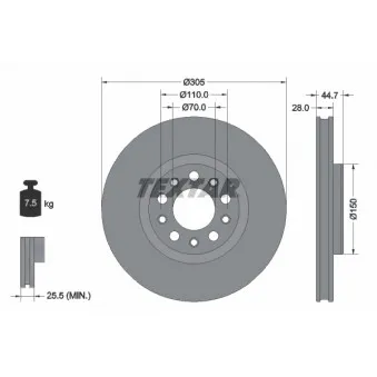 TEXTAR 92326305 - Jeu de 2 disques de frein avant