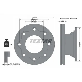 Jeu de 2 disques de frein arrière TEXTAR 93101700