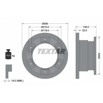 Jeu de 2 disques de frein arrière TEXTAR OEM 42471150