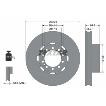 Jeu de 2 disques de frein avant TEXTAR OEM 5010525014