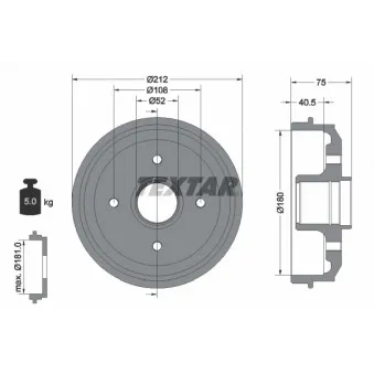 Tambour de frein TEXTAR OEM 424734