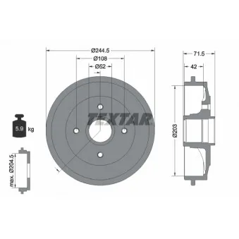 TEXTAR 94026600 - Tambour de frein