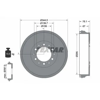 TEXTAR 94038800 - Tambour de frein