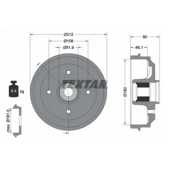 Tambour de frein TEXTAR 94041800