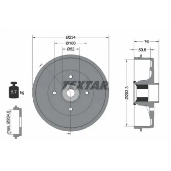 Tambour de frein TEXTAR 94045000