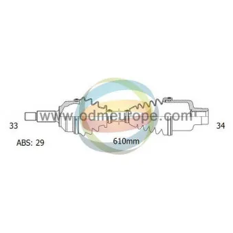 Arbre de transmission ODM-MULTIPARTS 18-232261 pour OPEL MERIVA 1.7 CDTI - 100cv