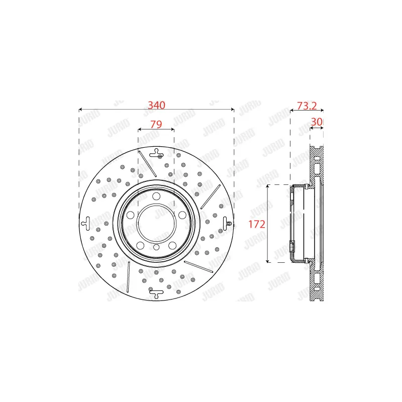 Jeu de 2 disques de frein avant JURID 563200JVC-1 - Visuel 2