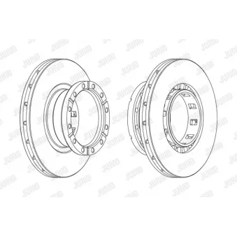 Jeu de 2 disques de frein arrière JURID 569161J pour IVECO TRAKKER AD 400T35 T, AT 400T35 T - 352cv