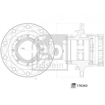 Moyeu de roue arrière FEBI BILSTEIN 176343 pour VOLVO FH16 II FH 16/540, FH 16/550 - 540cv
