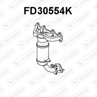 Catalyseur en coude VENEPORTE FD30554K pour FORD FIESTA 1.3 i - 60cv