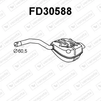 Silencieux arrière VENEPORTE FD30588 pour FORD MONDEO 1.6 TDCi - 115cv